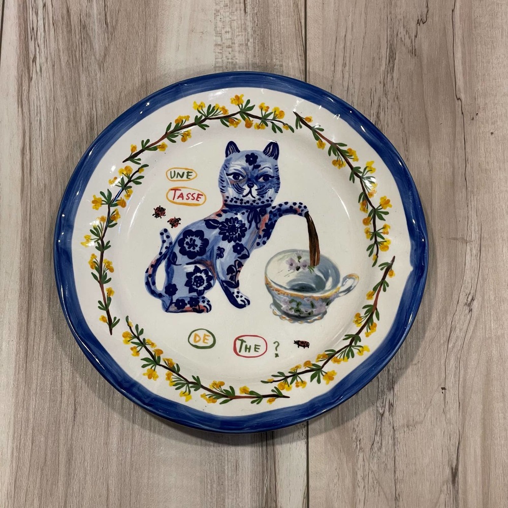 Anthropologie Nathalie Lete 10” Cat Plate. Collectible Dinner Plate